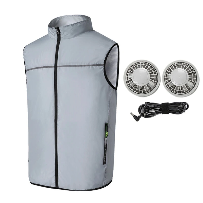 (image for) TENGOO Air Conditioning Clothing Vest Three Wind Speeds Heatproof Cooling Clothing USB Charging Sun Protection Continuous Cooling Jacket with Two Fans for Summer High Temperature Outdoor Work