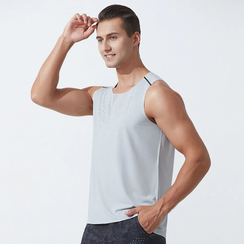 (image for) TENGOO Sports Fitness Sleeveless Shirt Quick Dry Fashion Breathable Men Tank Tops Training Shirts Training for Gym Workout Bodybuilding